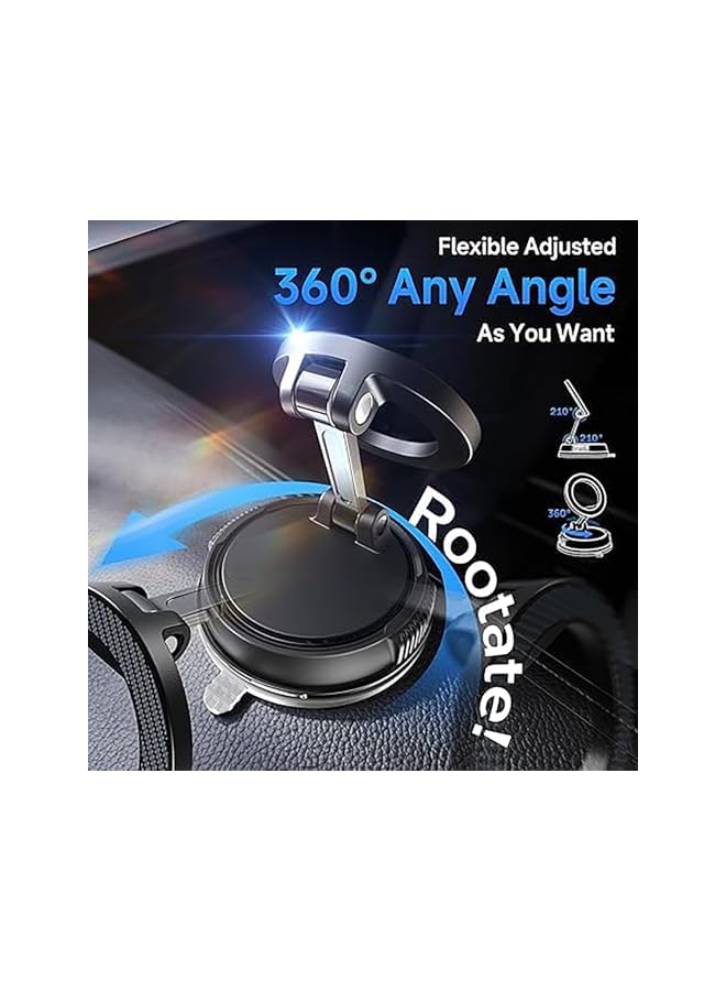 S-TOP Car Phone Mount, 360° Magnetic Vacuum Suction Cup Holder, Compatible for i-Phone, Adjustable Folding Arm for Mag/Safe Cell Phone Holders for Your Car/Gym/Mirror Mount Ultra Suction Cup Phone Mount - Image 3