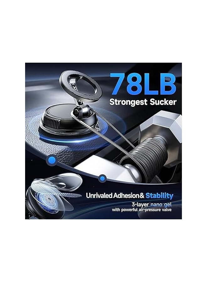 S-TOP Car Phone Mount, 360° Magnetic Vacuum Suction Cup Holder, Compatible for i-Phone, Adjustable Folding Arm for Mag/Safe Cell Phone Holders for Your Car/Gym/Mirror Mount Ultra Suction Cup Phone Mount - Image 1