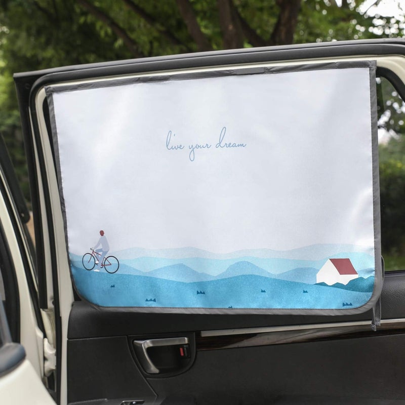 bebedeco Magnetic Car Sun Shade Curtain for Side Window – Sun Blocker and UV Protector for Baby, Kids, and Pets – Universal Fit with Built-in Magnets for Steel-Framed Door (Bebe DayDay) - Image 1