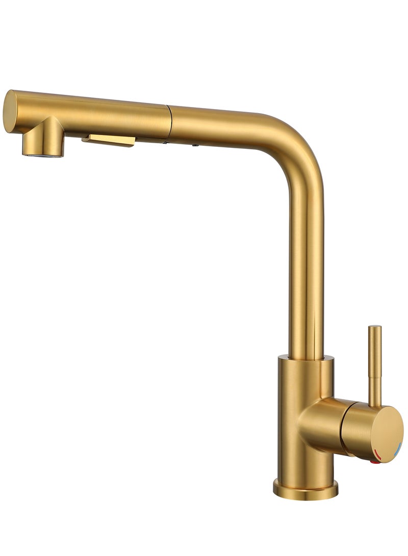 NANAO Kitchen Faucet, 304 Stainless Steel Pull Down Faucet for Kitchen Sink, PVD Gold - Image 1