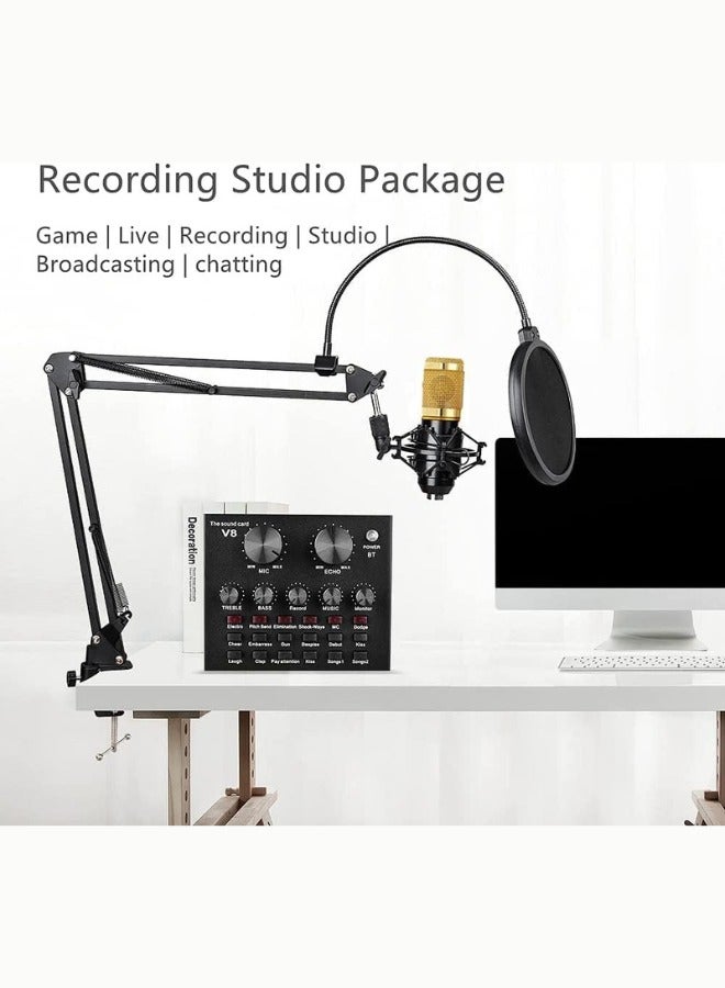 Podcast Equipment Bundle, BM-800 Podcast Microphone bundle with v8 Sound Card, Condenser Studio Microphonefor Laptop Computer Vlog Living Broadcast Live Streaming YouTube TikTok - Image 5