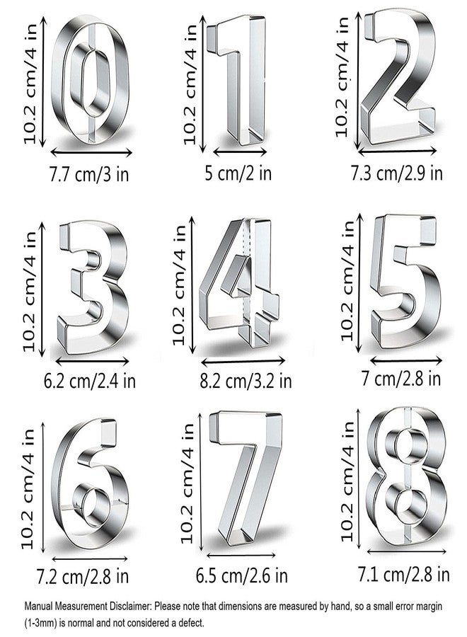 Comais 9-Piece Number Shaped Cookie Cutters Set (0-8, 6&9 Reversible) - Stainless Steel Number Fondant Biscuit Molds for Birthday Party, Graduation, Christmas, and Holiday Baking DIY (4-Inch Round Corners) - Image 3