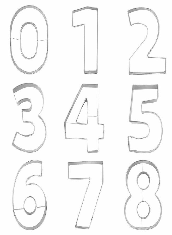 Comais 9-Piece Number Shaped Cookie Cutters Set (0-8, 6&9 Reversible) - Stainless Steel Number Fondant Biscuit Molds for Birthday Party, Graduation, Christmas, and Holiday Baking DIY (4-Inch Round Corners) - Image 5