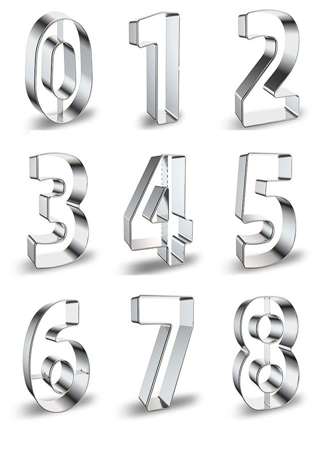 Comais 9-Piece Number Shaped Cookie Cutters Set (0-8, 6&9 Reversible) - Stainless Steel Number Fondant Biscuit Molds for Birthday Party, Graduation, Christmas, and Holiday Baking DIY (4-Inch Round Corners) - Image 1