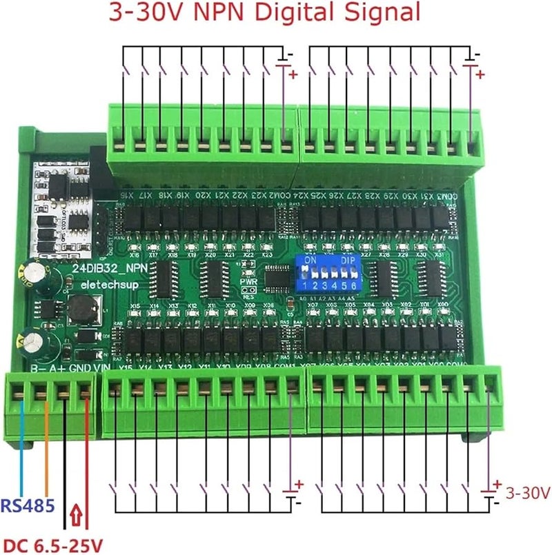 48CH NPN مدخل معزول بصريًا لوحة تجميع رقمية للتبديل وحدة RS485 Modbus RTU DC 12V 24V - Image 4
