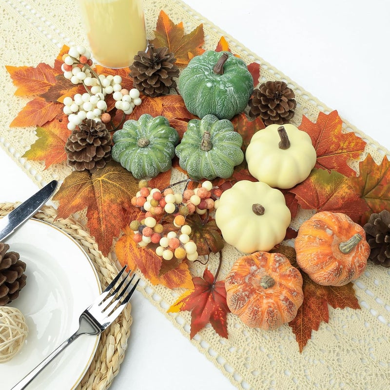 Ghrdopy 15 PCS Mini Pumpkin Decor - Plastic Pumpkins Fall Decor for Halloween Thanksgiving Artificial Pumpkins Fall Home Decor - Image 2