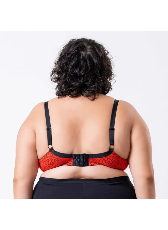 Aadaraya Aadaraya Printed Balconette Bra with Hook and Eye Closure
