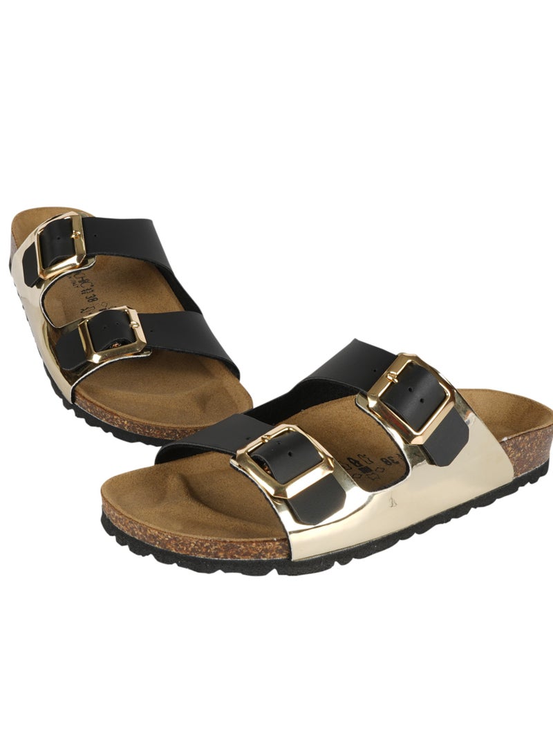 BiOCHIC صنادل بيوشيك للسيدات بحزامين مزدوجين 012-444 1800Q-بلاتين - Image 1