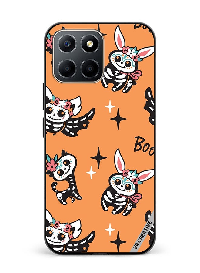 VR CREATIVE Protective Case Cover For Honor X6 Skeletons Of Cute Animals On Orange Design Multicolour - Image 1