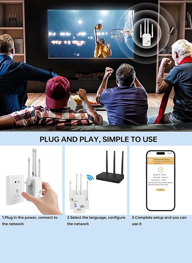 SUNDAREE WiFi Extender, WiFi Extenders Signal Booster for Home Up to 9000 sq.ft 5G/2.4G, WiFi Range Extender, Wireless Repeater, Long Range Amplifier with Ethernet Port, Compatible - Image 4