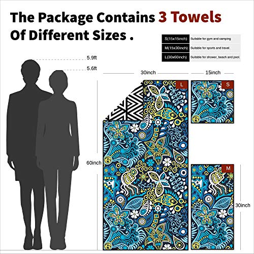 4Monster 3 Size Microfiber Camping Towels at 1 Pack,Fast Drying Beach Travel Towel Ultra Compact,Ultra Soft Gym Towel for Beach Hiking Yoga Travel Sports Backpacking Trip and Pool (Yellew) - Image 3