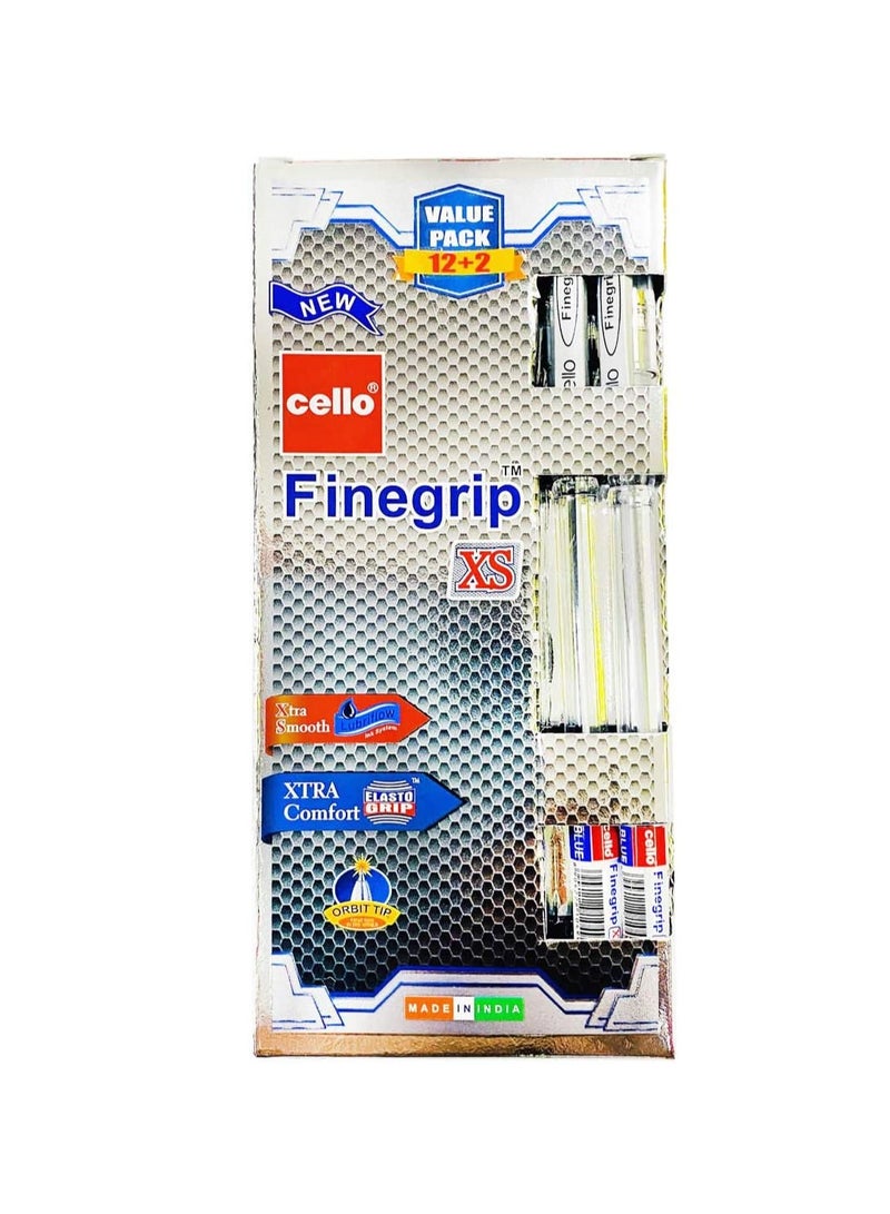 تشيلو قلم كرة Cello FINEGRIP مقاس XS 0.7 مم صندوق من 12 قطعة + قطعتان أزرق - Image 1
