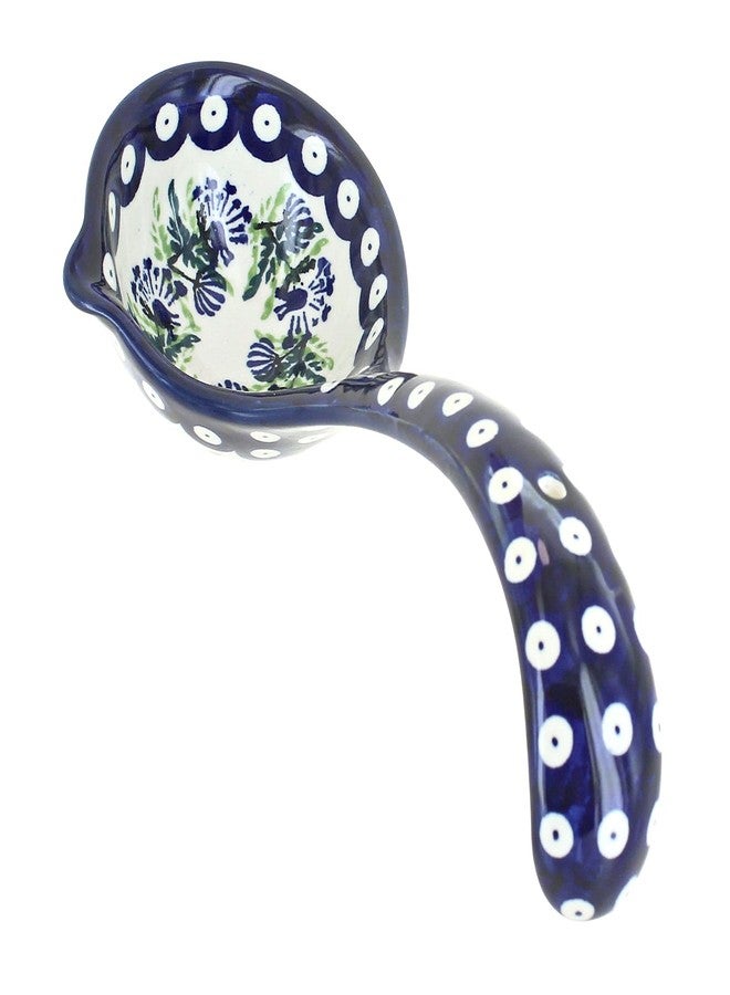 Blue Rose Pottery Blue Rose Polish Pottery - Blue Sweet Annie Soup Ladle - 10" Long - Beautiful Ladle for Gravy & Soup - Image 1
