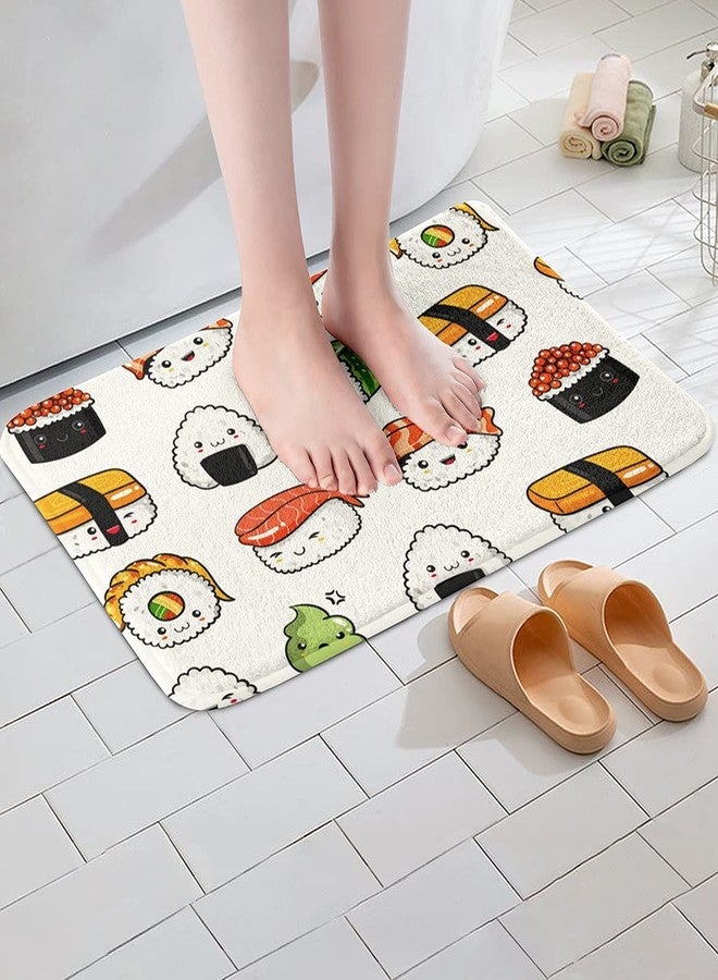Feelyou Cartoon Sushi Bathroom Mat Microfiber Strong Water Absorption Bath Rug Tower with Non Slip Back Inside Kawaii Japanese Style Room Decor Entryway Door Mat for Bathroom Floor Doormat 16"X24" - Image 2