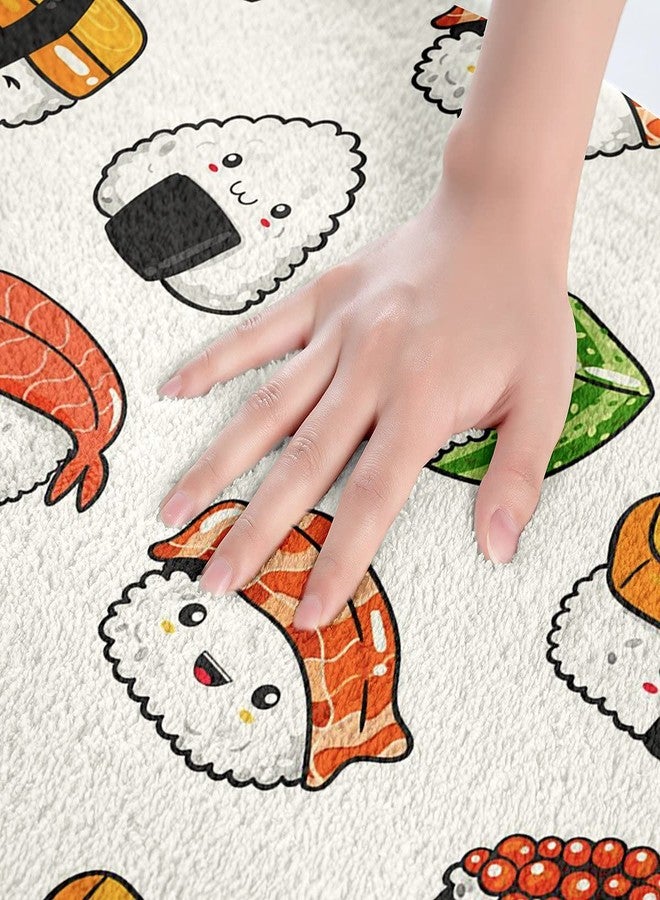 Feelyou Cartoon Sushi Bathroom Mat Microfiber Strong Water Absorption Bath Rug Tower with Non Slip Back Inside Kawaii Japanese Style Room Decor Entryway Door Mat for Bathroom Floor Doormat 16"X24" - Image 4