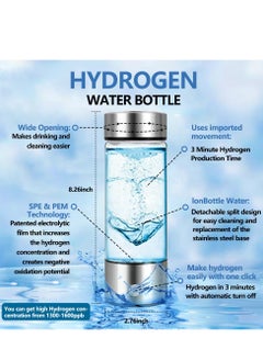 KASTWAVE Portable Hydrogen Water Generator Bottle with SPE and PEM Technology, Alkaline Ionizer Generator USB Rechargeable Portable Hydrogen Rich Water Glass Health Bottle for Home and Fitness Daily Drinking  - Image 4