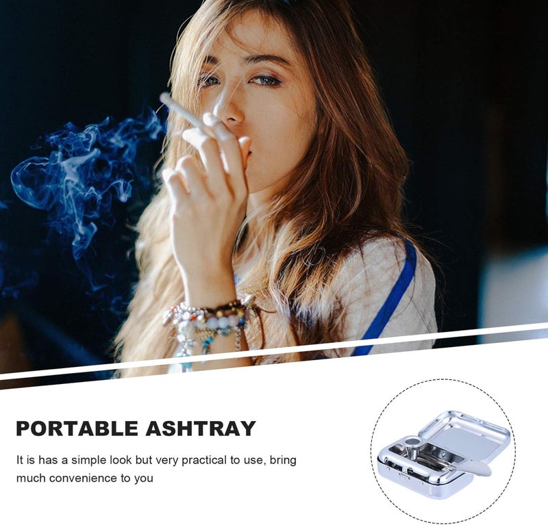 cheekyglo Pocket Ashtray Mini Portable Ash Tray Metal Cigar Ashtrays with Lid Cigarette Snuffer Ash Cigarette Butt Container for Home Office Travel Black - Image 4