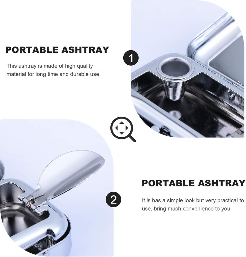 cheekyglo Pocket Ashtray Mini Portable Ash Tray Metal Cigar Ashtrays with Lid Cigarette Snuffer Ash Cigarette Butt Container for Home Office Travel Black - Image 2