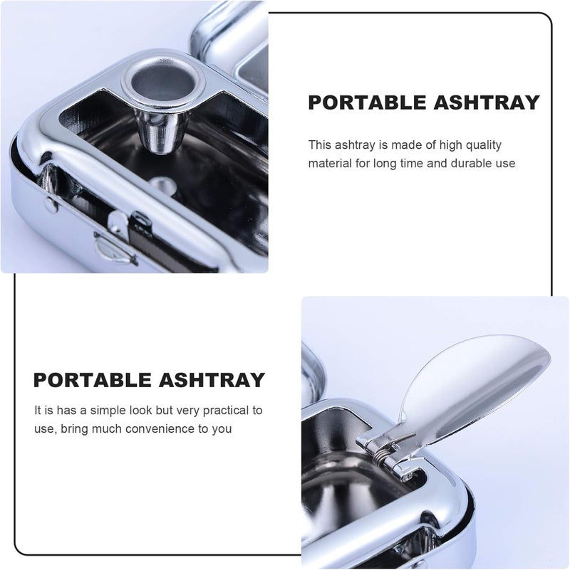cheekyglo Pocket Ashtray Mini Portable Ash Tray Metal Cigar Ashtrays with Lid Cigarette Snuffer Ash Cigarette Butt Container for Home Office Travel Black - Image 3