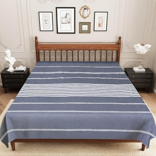 Värde Bedsheet for Double Bed | Handmade Cotton Double Bedsheet 210 Thread Count | Summer King Size BedSheet 90x100 Inches (7.5 x 8.3 Feet) | Handloom Design | Without Pillow Covers_Hit Grey - Image 2