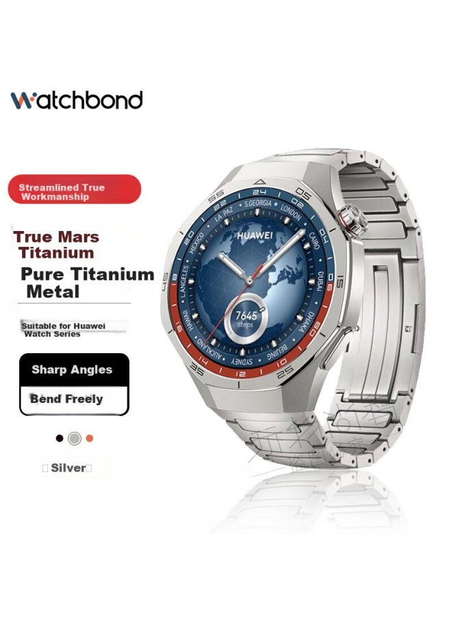 watchbond Watchband For Huawei Watch 4 Pro, Gt 5 Pro Pure Titanium Metal Watchband For Porsche Watch Gt 4/3 Men's Business Titanium Alloy 46/48mm Strap - Image 1