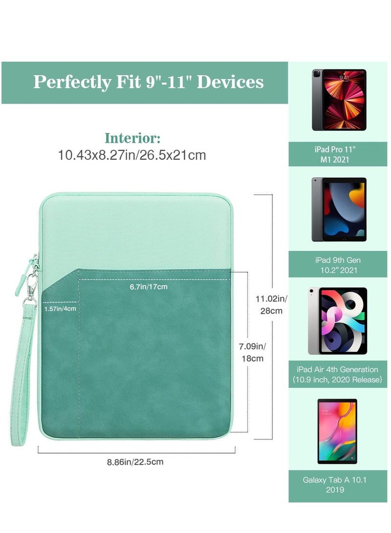 Captaintech 9-11 Inch Tablet Sleeve Bag Carrying Case, Protective with Pocket, Green - Image 2