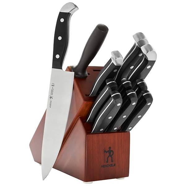 HENCKELS Premium Quality 12-Piece Knife Set with Block and Knife Sharpener, Razor-Sharp, German Engineered Knife Informed by over 100 Years of Masterful Knife Making, Dark Brown - Image 3
