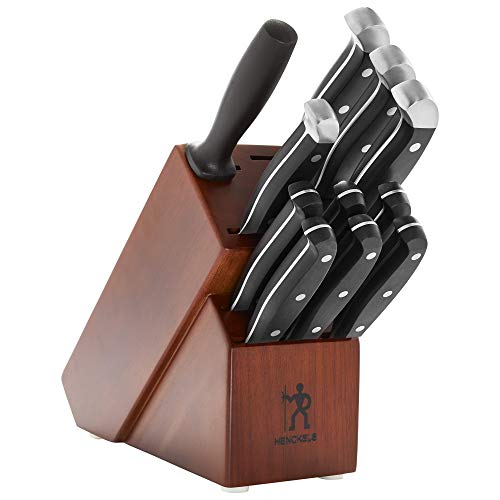 HENCKELS Premium Quality 12-Piece Knife Set with Block and Knife Sharpener, Razor-Sharp, German Engineered Knife Informed by over 100 Years of Masterful Knife Making, Dark Brown - Image 2
