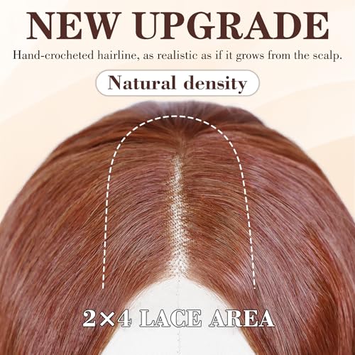 NAYOO Long Auburn Wavy Wig for Women 26 Inch Middle Part Lace Hairline Curly Wavy Wig Natural Looking Synthetic Heat Resistant Fiber Wig for Daily Party Use - Image 3