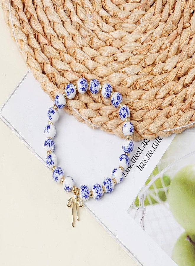 Marrywindix Beads Bow Charm Bracelet Vintage Dainty Flower Stretch Beaded Handmade Bracelet for Women Daughter Friend Sister Mother Wife Grandma Granddaughter - Image 5