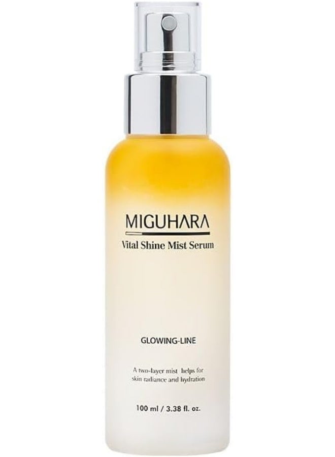 MIGUHARA Vital Shine Mist Serum, Dual-Layer Hydrating Mist Technology, Korean Glass Skin Essential, Facial Spray for Glowing Skin, Hydrating K-Beauty Face (100ml/3.38 fl. oz.)