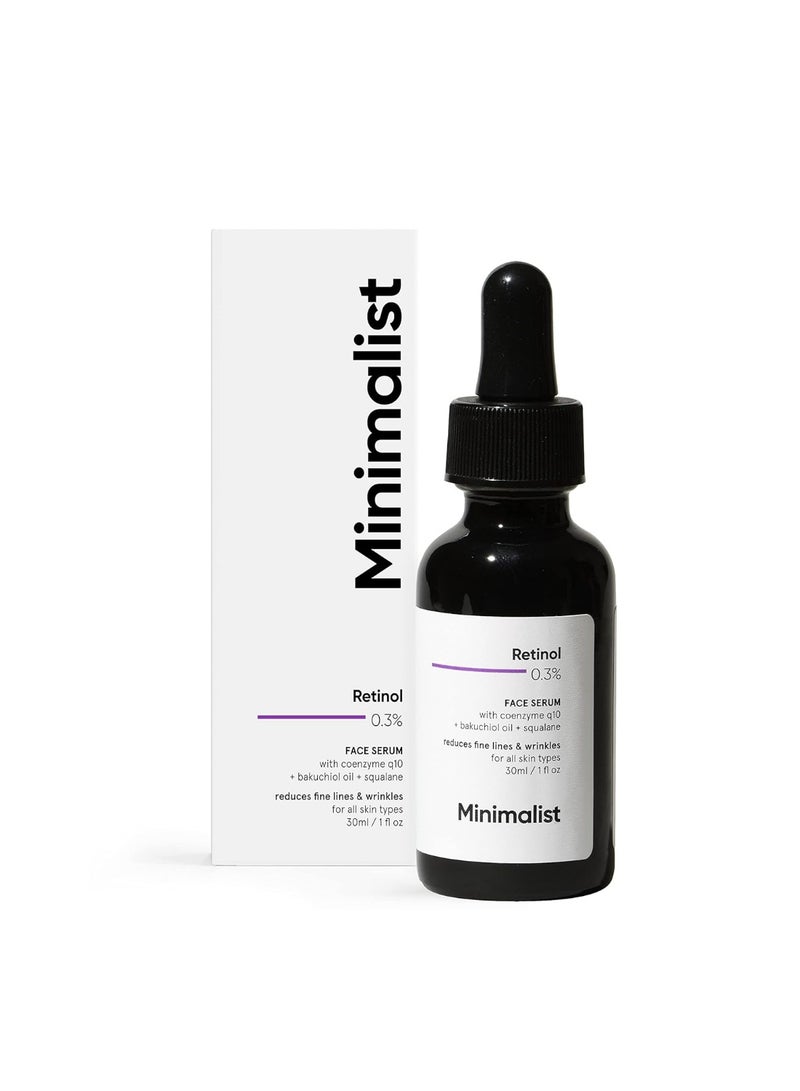 Minimalist Anti-Aging Night Serum with 0.3% Retinol & Q10|Fine Lines & Wrinkles Reduction Serum for Beginners|Water-Free Formula for Stability & Nourishment|Suitable for All Skin Types|For Unisex|30ml - Image 1