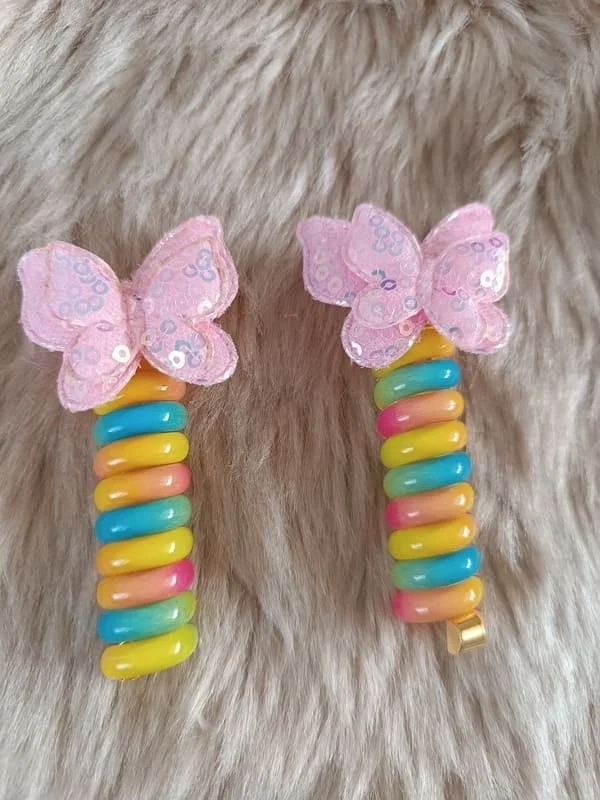 Efna Store Twisted Spring Sequined Butterfly Model Pasta Buckle (2 Pieces)