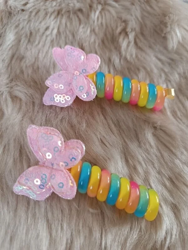 Efna Store Twisted Spring Sequined Butterfly Model Pasta Buckle (2 Pieces)