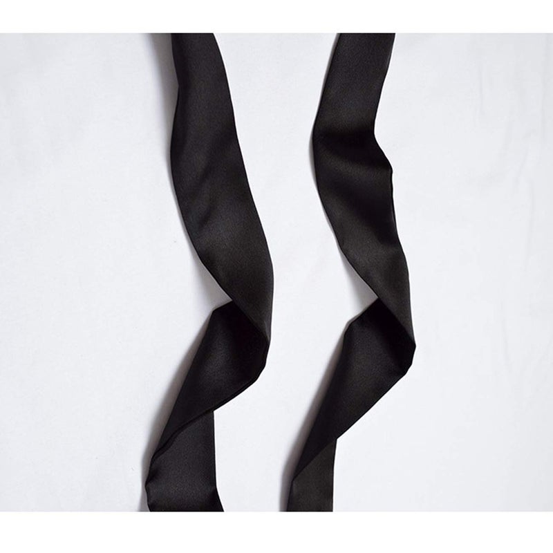 BOGZON Ribbon Scarf for Women Long Skinny Satin Belt Sash Necktie Neck Scarf ZWJ01, Black, Free Size - Image 4