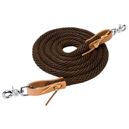 Weaver Leather Poly Roper Rein Brown, 3/8" x 8' - Image 1