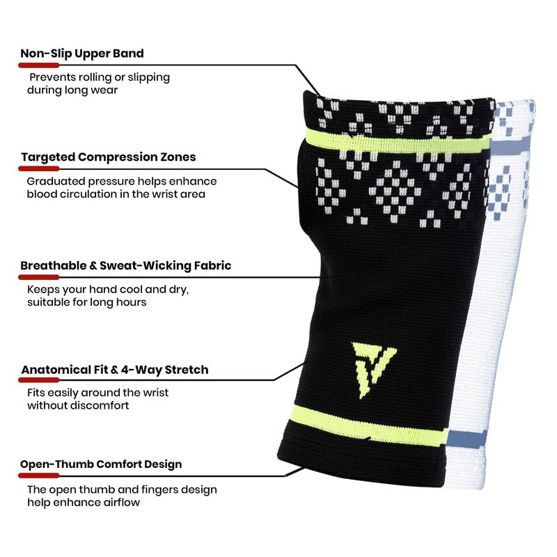 ACTIFIT Wrist Support Brace for Men and Women, Compression Wrap for Pain Relief, Sprains, Carpal Tunnel, Adjustable and Breathable Strap, Multicolor, M Size, Pack of 1 - Image 2