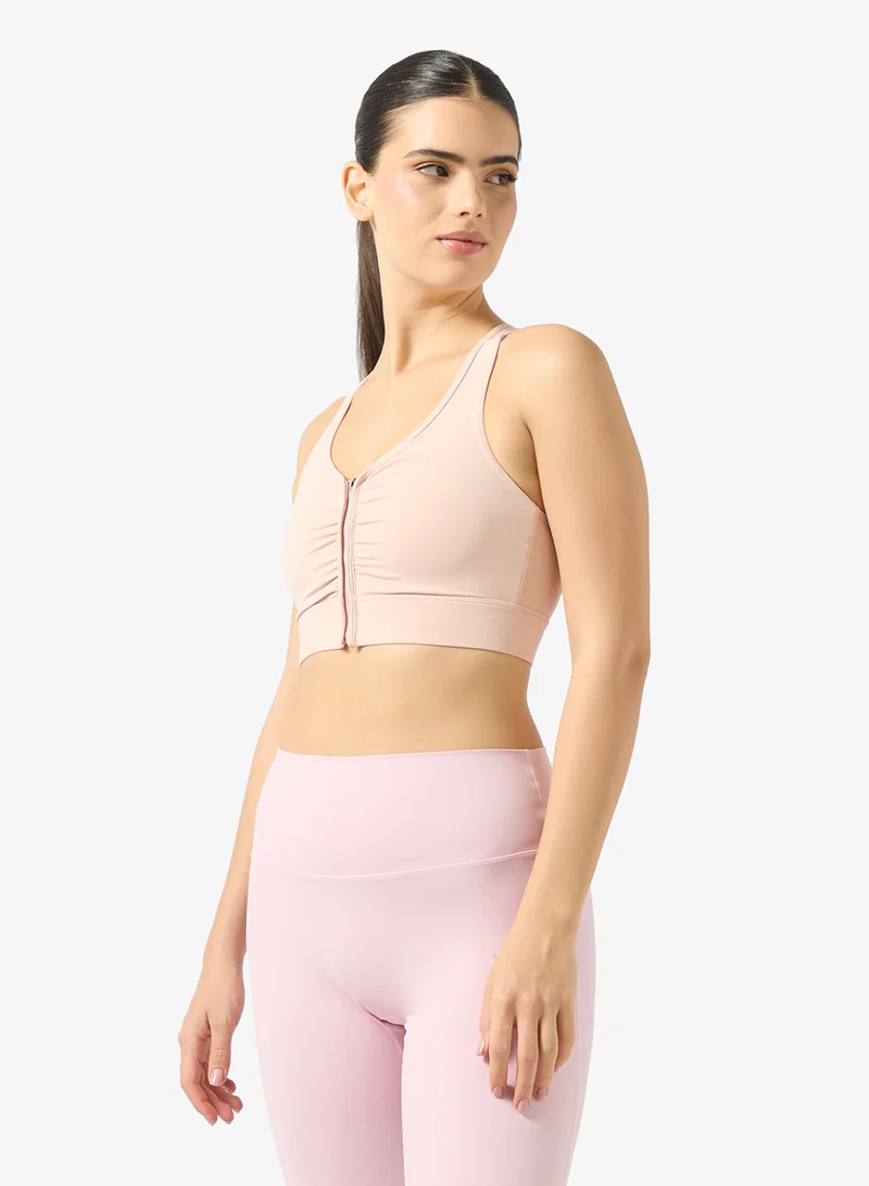 Zip Up Cutout Detail Sports Bra