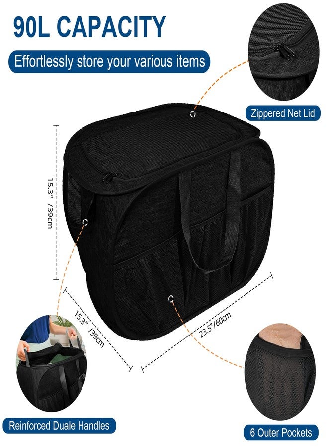 BATTOO Collapsible Laundry Baskets, Tear Proof Pop Up Laundry Hamper with Lid, Dual Handles Durable Foldable Laundry Basket, Easy to Carry Laundry Hamper for Home, Laundry Room, Bedroom, Dorm, Travel Black - Image 3