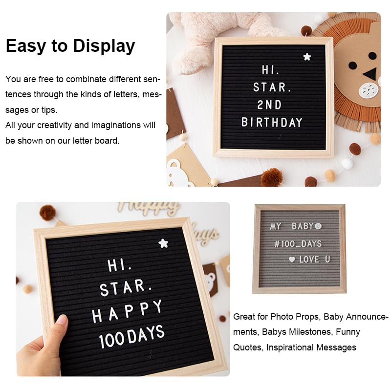 Hiflyer 9 x 9 Inch Felt Board Felt Letter Board, Changeable Message Board Word Board Letter Board Sign Bulletin Board Letters, Pregnancy Announcements Baby Announcement Sign, Valentines Day Gifts for Her Letterboard - Image 5