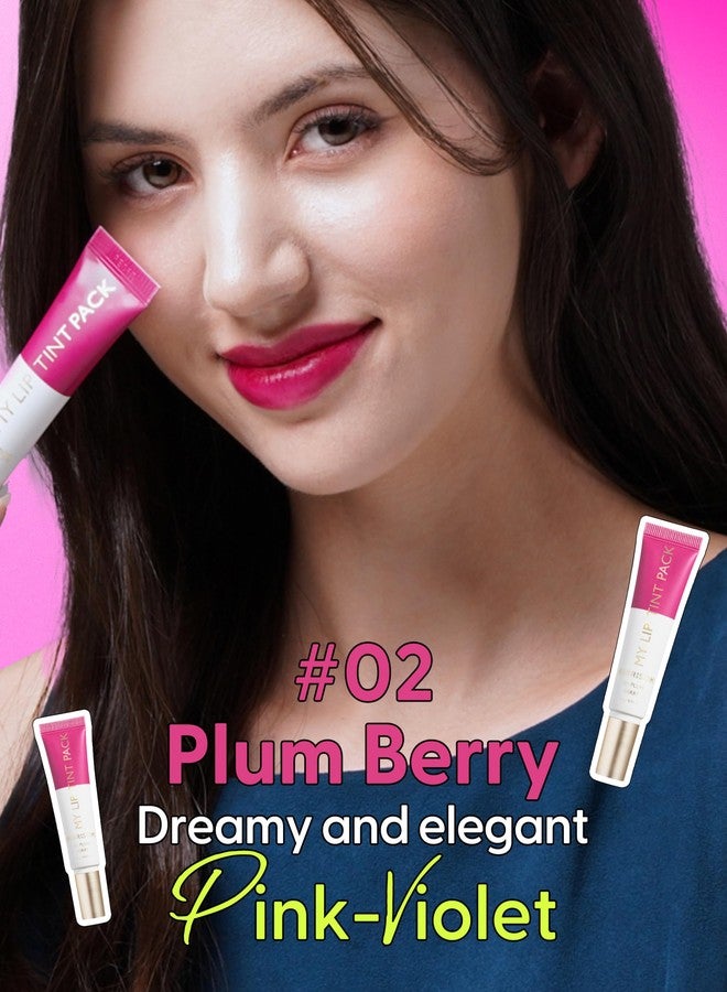Berrisom LIP My Tint Pack - Korean Lip Stain Peel Off Pack | Kiss-Proof Korean Lip Tint Long Lasting Lipstain Marker | Waterproof Lip Stain Peel Off Lipstick (02. Plum Berry, 0.50 Fl Oz) - Image 2