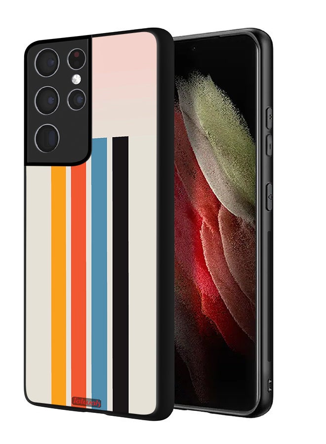 Tolwak Samsung Galaxy S21 Ultra 5G Protective Case Cover Straight Lines Pattern - Image 1