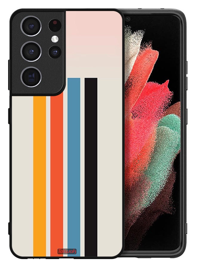 Tolwak Samsung Galaxy S21 Ultra 5G Protective Case Cover Straight Lines Pattern - Image 2