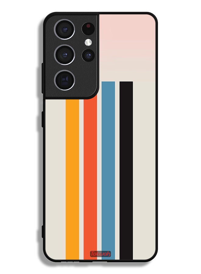 Tolwak Samsung Galaxy S21 Ultra 5G Protective Case Cover Straight Lines Pattern - Image 3