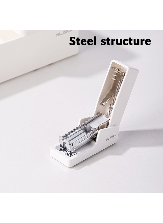 NUSIGN Mini Desktop Stapler with 830 Staples, 16 Sheet Capacity Manual Stapler for Students, Office & Home Use, White - Image 3