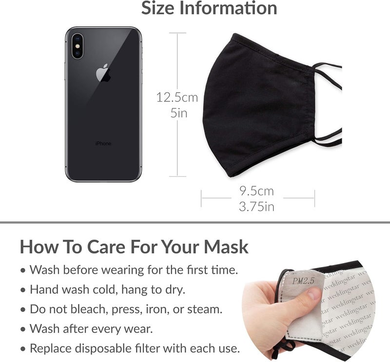 WeddingStar 3-Ply Kid's Washable Cloth Face Mask Reusable and Adjustable with Filter Pocket - Image 5