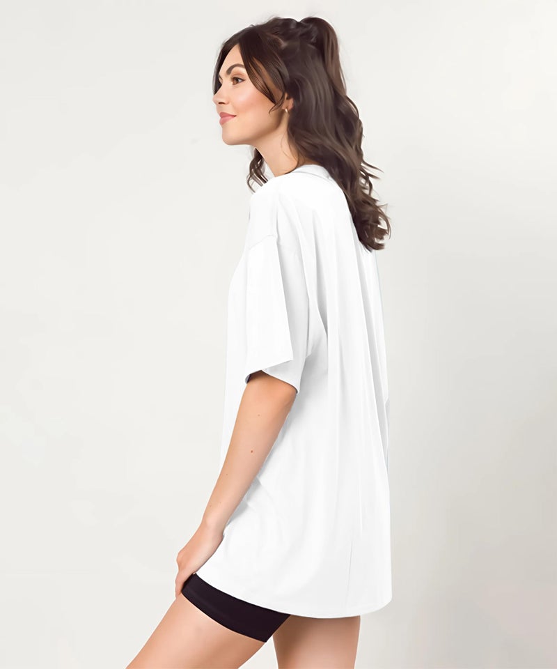 SHODOX® Bio-Washed Anti Bacterial 100% Pure Cotton Women’s Oversized Aesthetic Premium Printed T-Shirt | Cozy Soft, Less Wrinkles Loose Fit, Drop Shoulder, Korean Baggy Style Tees for Girls - Image 4