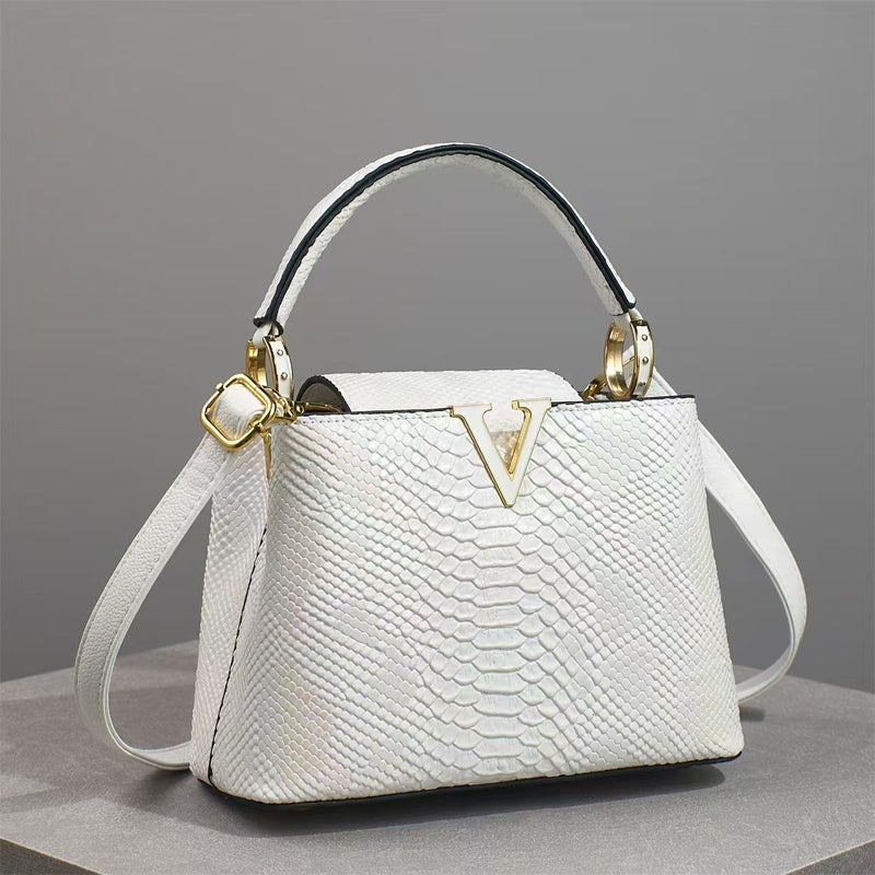New Colorful Snake Pattern Handbag Fashion Retro Shoulder Crossbody Bag Large Capacity Tote Handbag - Image 1