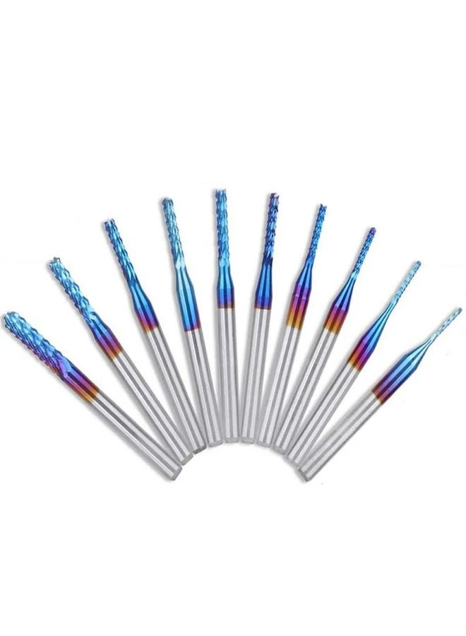 10Pcs Blue Coated Tungsten Steel CNC Router Bits 1 2MM End Mills Cutter - Image 3