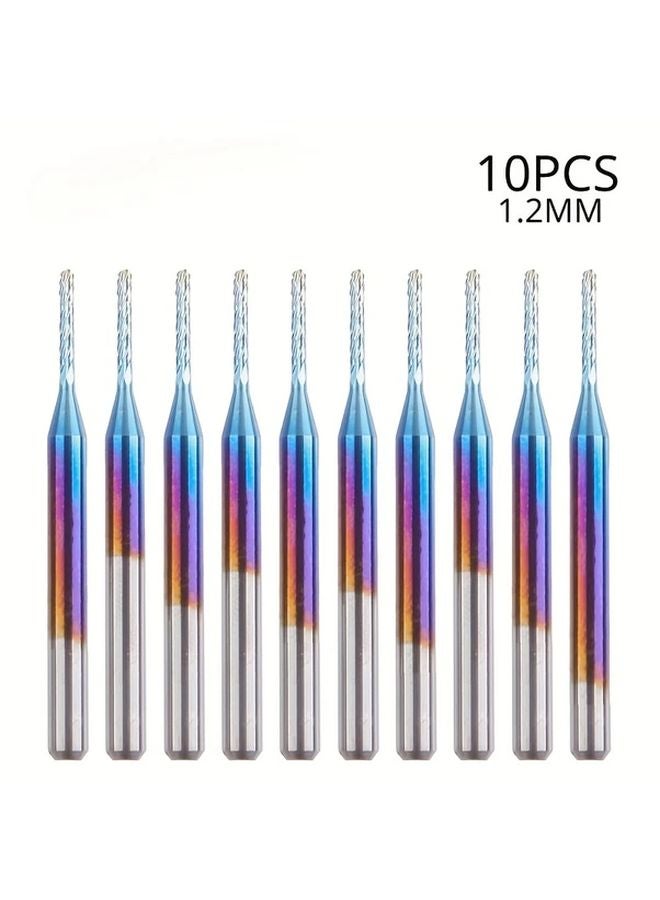 10Pcs Blue Coated Tungsten Steel CNC Router Bits 1 2MM End Mills Cutter - Image 1